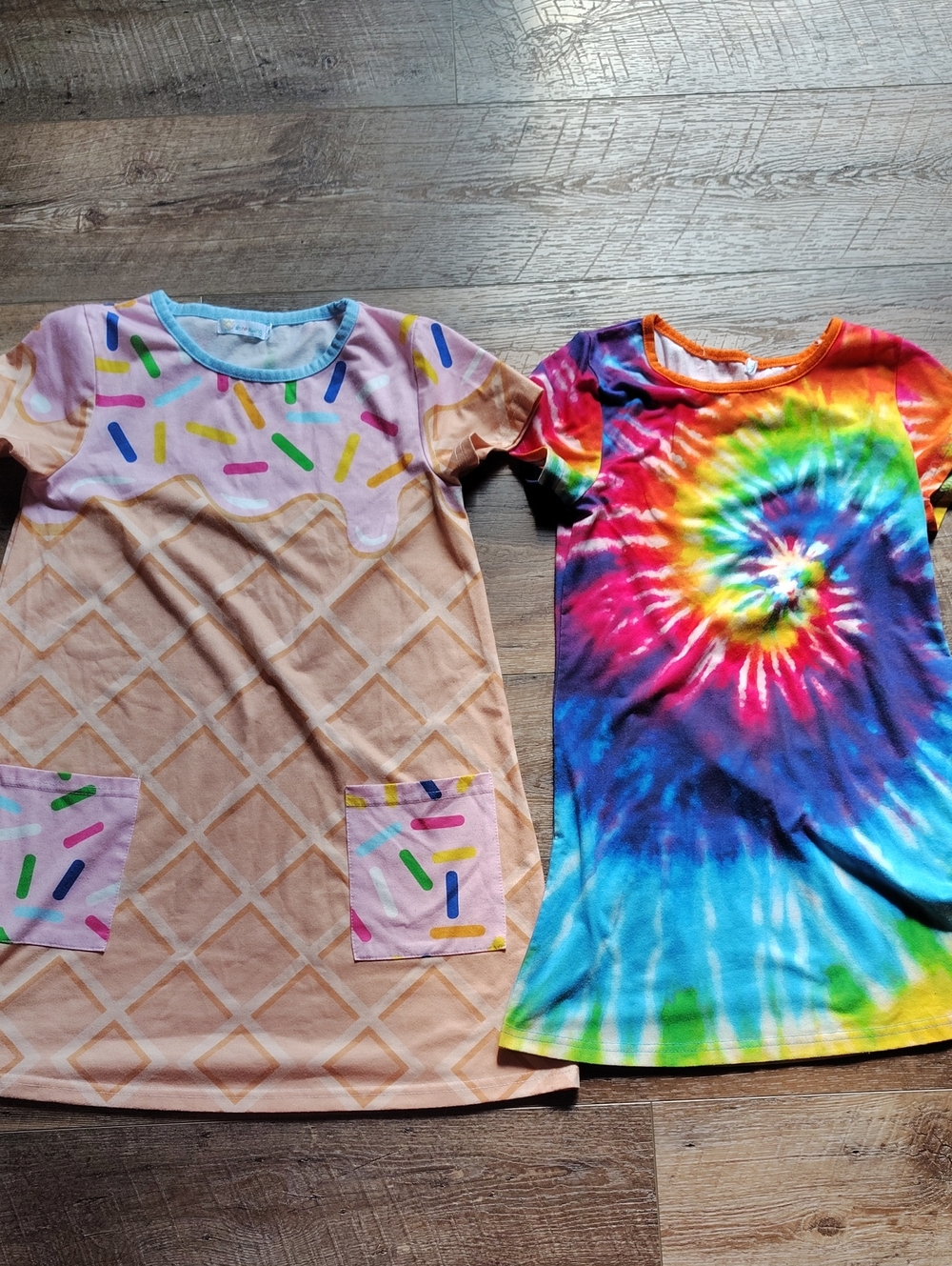 Sunshine Swing Girl's Ice Cream Cone  and  Multi-color Tie- Dye Print Dresses